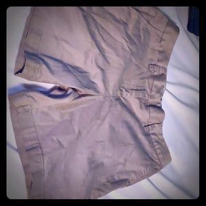 Mid rise tan petite shorts